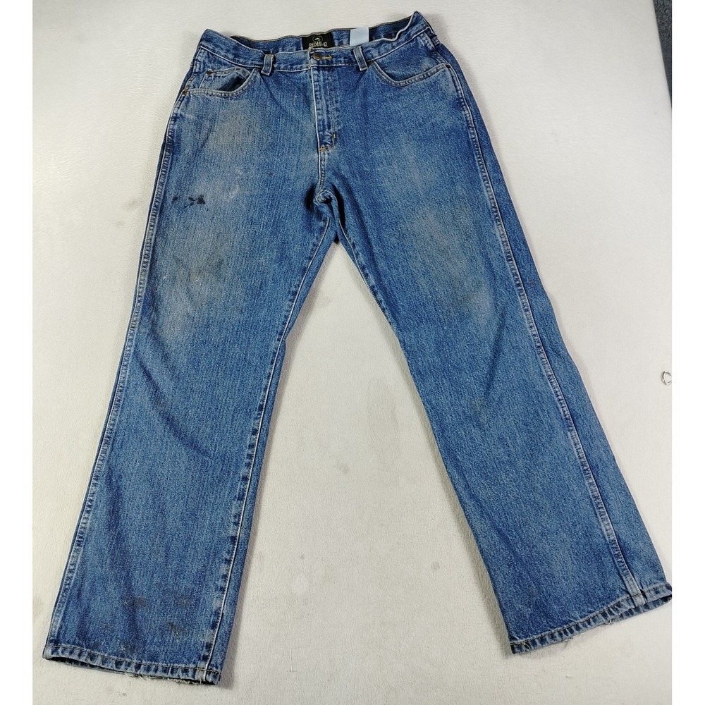 RedHead Jeans Mens 36 Blue Relaxed Straight Distressed Denim Workwear Thrased